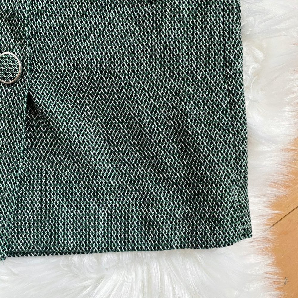 LOFT green button front tweed wool 70's mini skirt - Picture 5 of 8